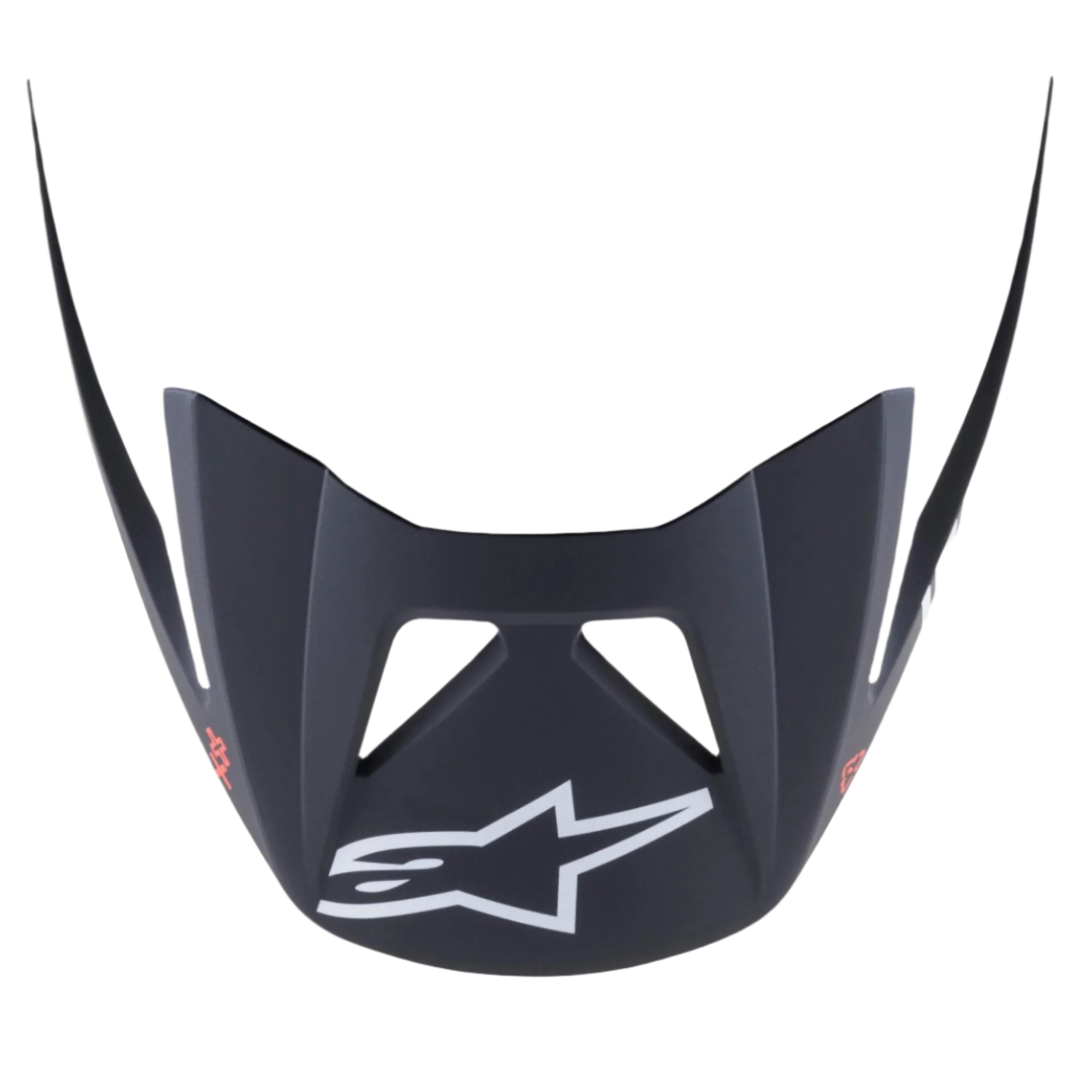 Alpinestars Visir Vector Tech A1, reservvisir för cykelhjälm, mattsvart och ljusgrå, vit A-stjärna-logotyp på framsidan, hållbar plastkonstruktion för MTB trail- och enduro-användning