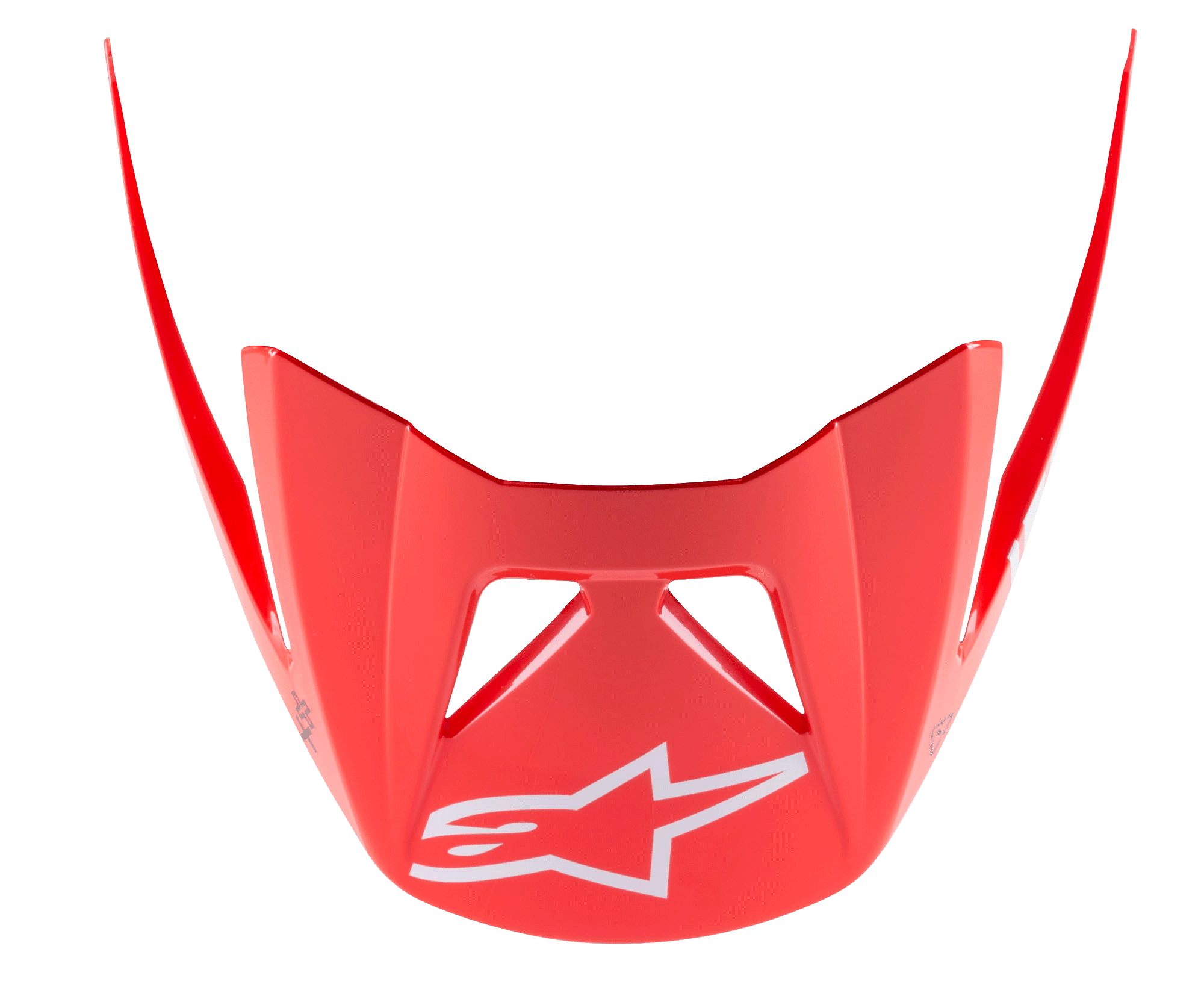 Alpinestars Visor Vector Tech A2, MTB-hjälmvisir, klarröd med vit stjärnlogotyp, aerodynamisk design med vinklade förlängningar, blank finish för mountainbike