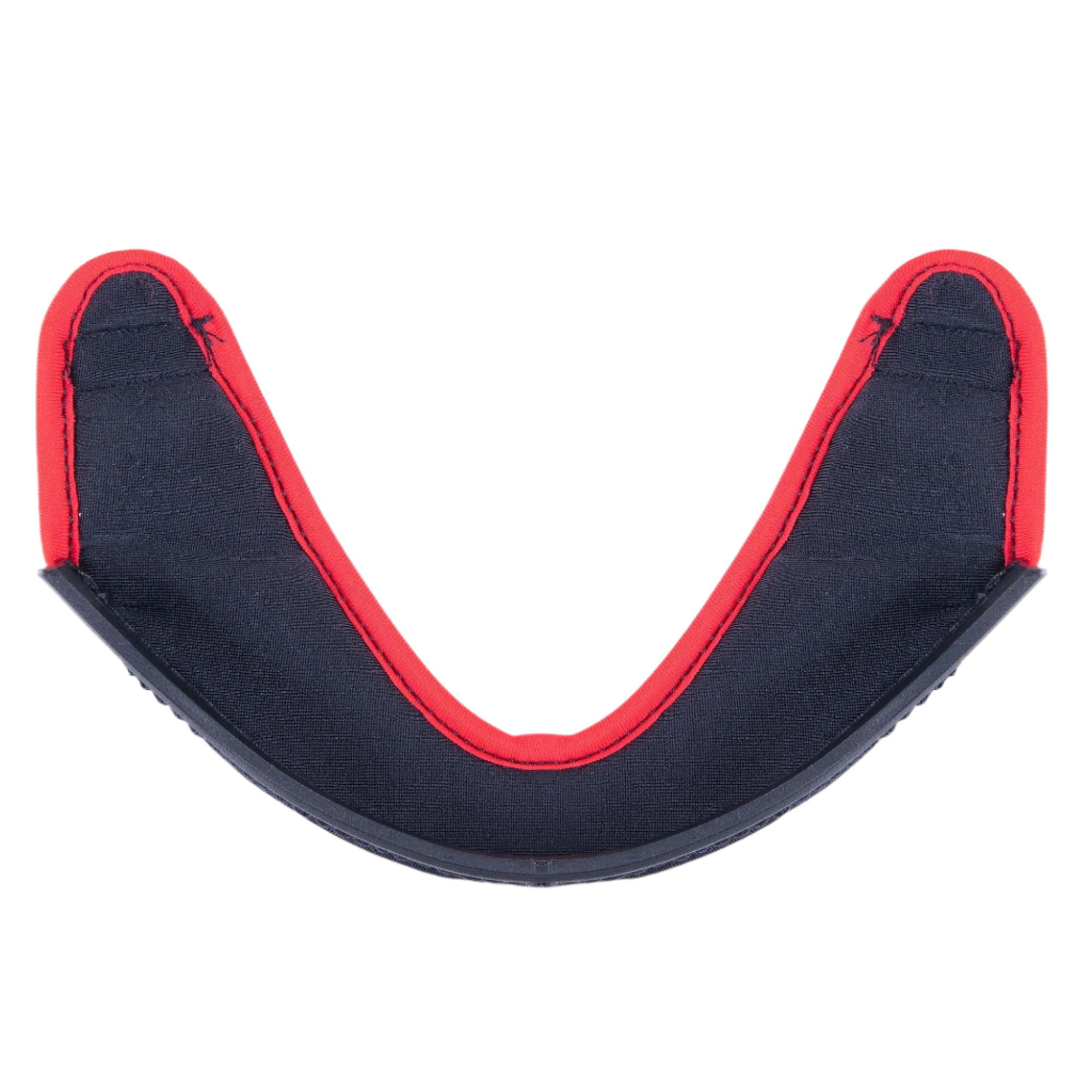 Alpinestars Supertech R10 hakgardin, hjälmtillbehör, mörkgrått tyg med en framträdande röd sydd kant och en böjd svart plastkant, officiell reservdel för S-R10-hjälmar