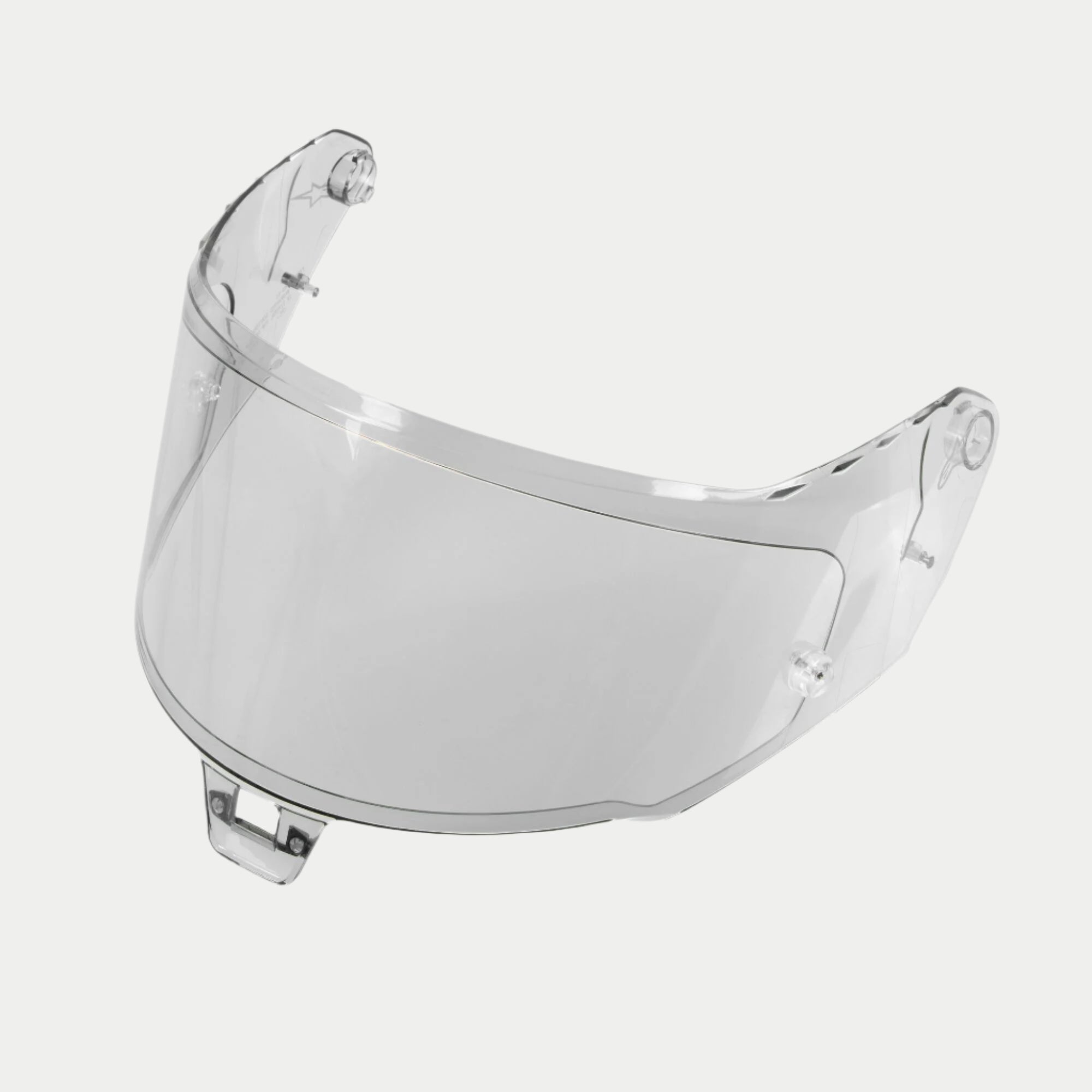 Alpinestars Supertech R10 AFHS-01 visir, utbytesvisir för hjälm, klart, genomskinlig plastkonstruktion för S-R10 racinghjälmar, böjd design med exakta monteringspunkter, officiellt tillbehör till motorcykelhjälm