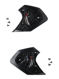 Alpinestars S-R7 visirmekanism, svarta reservdelar för motorcykelhjälm inom roadracing, inkluderar monteringsskruvar.