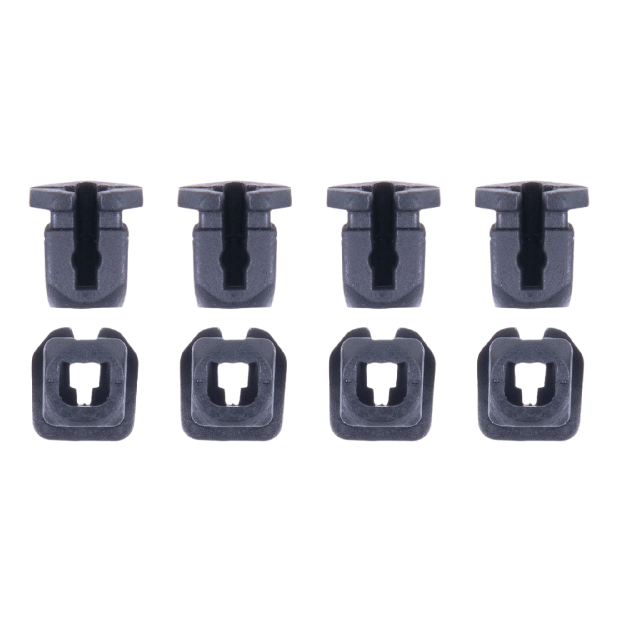 Alpinestars Supertech R10 Connector Set For Spoiler, eight-piece replacement kit, black plastic clips, featuring four peg-style and four square-base connectors, official accessory for S-R10 motorcycle helmets