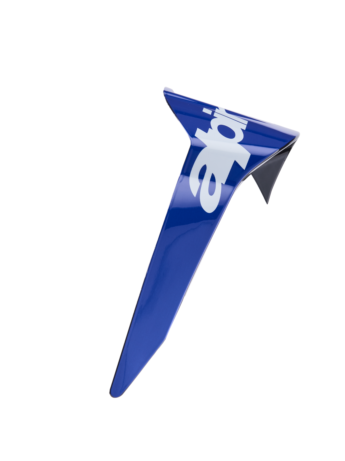 Alpinestars Supertech R10 Arius Standard Spoiler, aerodynamisk reservdel till hjälm, glansig blå med vit Alpinestars-logotyp, precisionsgjuten plast för stabilitet vid höga hastigheter