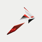 Alpinestars Supertech R10 Team Standard Spoiler, hjälmtillbehör, svart kolfiber med röda och vita detaljer, aerodynamisk reservdel med röda logotyper och grafik i kolfibereffekt, blank finish för S-R10 Team-hjälmar