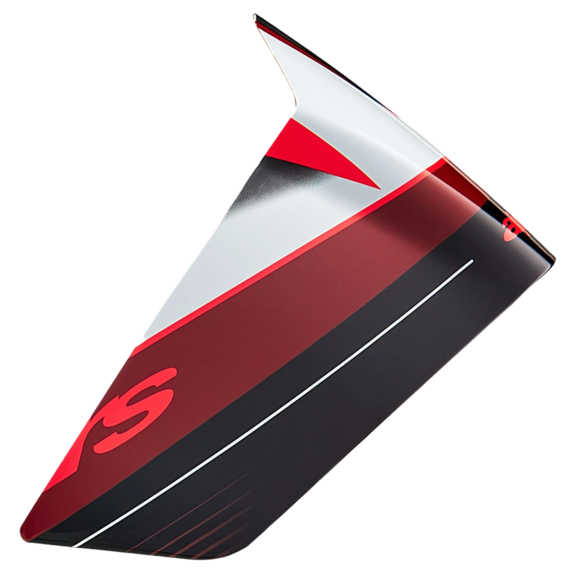 Alpinestars Supertech R10 Team Race Spoiler, hjälmtillbehör, svart kolfiber, röd och vit glansig, aerodynamisk reservdel med vinklad grafik och strömlinjeformad profil