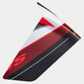 Alpinestars Supertech R10 Team Race Spoiler, hjälmtillbehör, svart kolfiber, röd och vit glansig, aerodynamisk reservdel med skarpa vinklar och grafiska mönster, blank finish för racinghjälmar