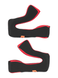 Alpinestars S-M5 22.06 Regular kindkuddeset, ersättningsvaddering för hjälm, svart och röd, mjuk vadderad skumkonstruktion med röda mesh-kanter, orangea märkesetiketter, tillbehör till motorcykelhjälmar