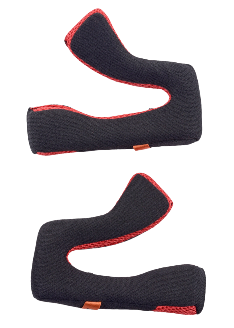 Alpinestars S-M5 Cheek Pads Replacement, Helmet Accessory, Black and Red, set of two ergonomic interior pads, breathable mesh construction with red piping, designed for motocross helmet comfort and fit