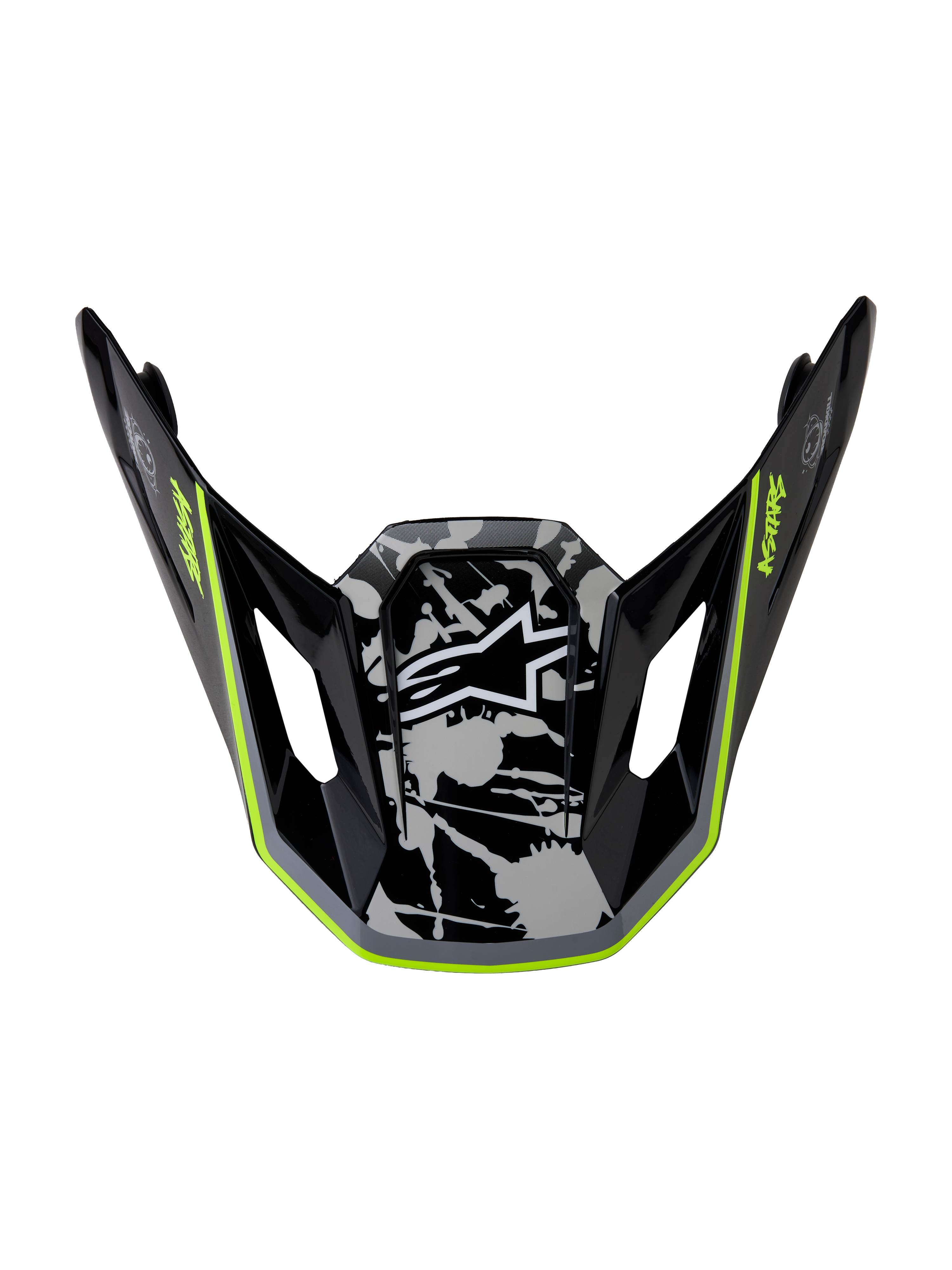 Alpinestars S-M7 Blaster visir, hjälmtillbehör för motocross i glansigt svart, grått och gul fluo för terrängkörning