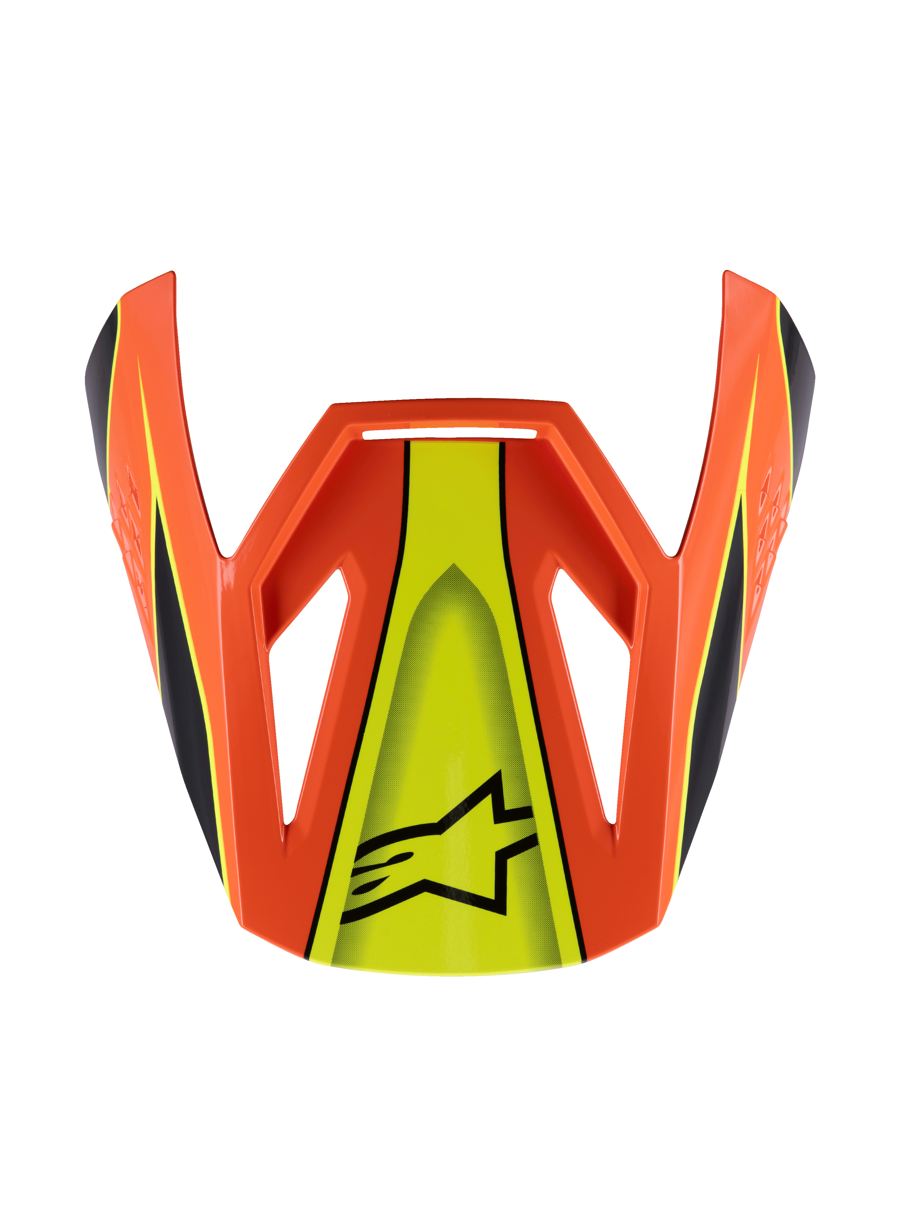 Alpinestars S-M3 Youth Fray-visir, hjälmskärm för motocross, orange och fluorescerande gul, kantig aerodynamisk design med svart Astar-logotyp och racingränder, hållbar reservdel i plast för terränghjälmar för ungdomar