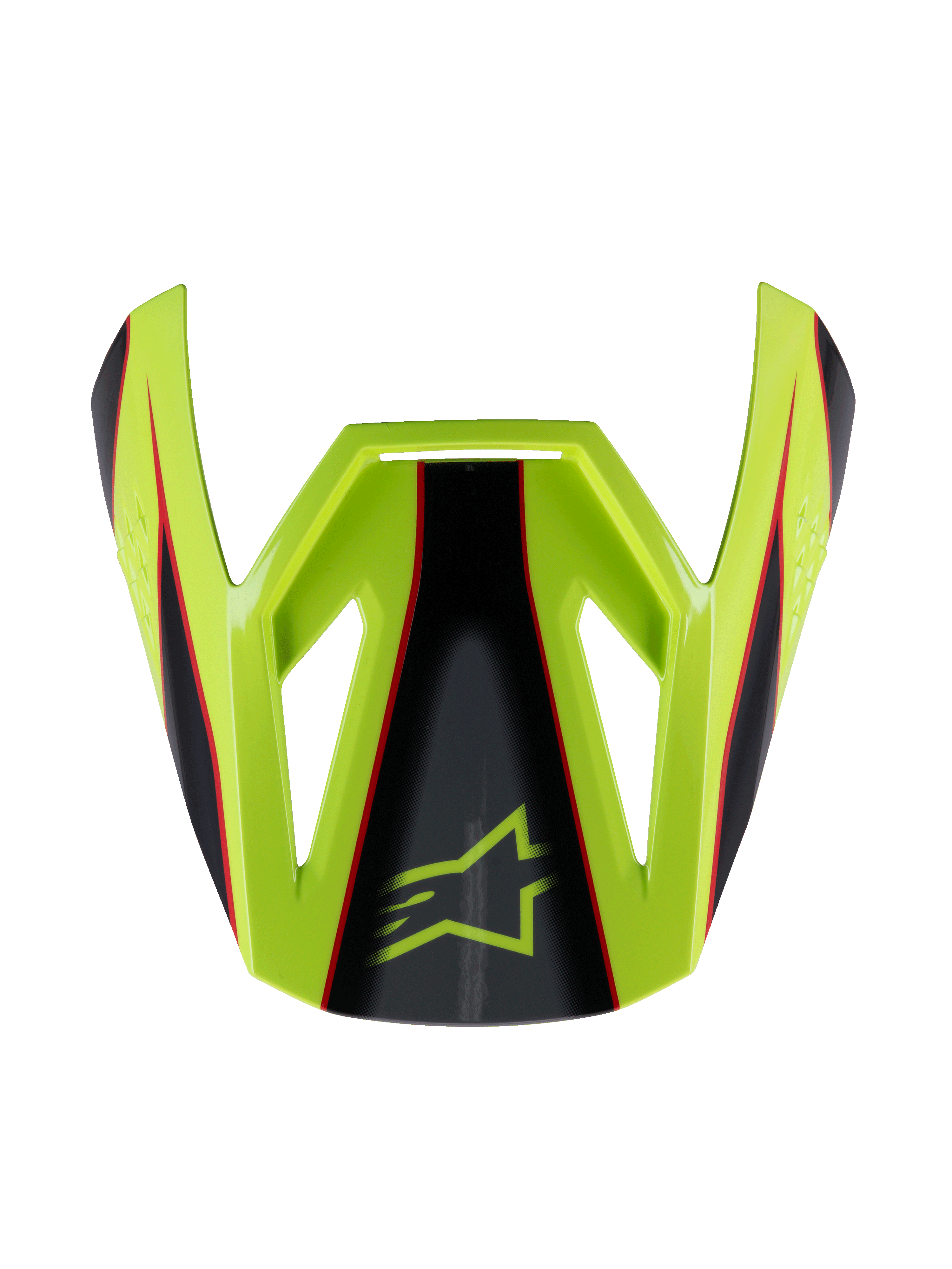 Alpinestars S-M3 Youth Fray-visir, motocrosshjälmvisir, röd, gul fluo och svart med blank finish, vinkelformad design med Alpinestars stjärnlogotyp, officiell reservdel för racinghjälmar för ungdomar