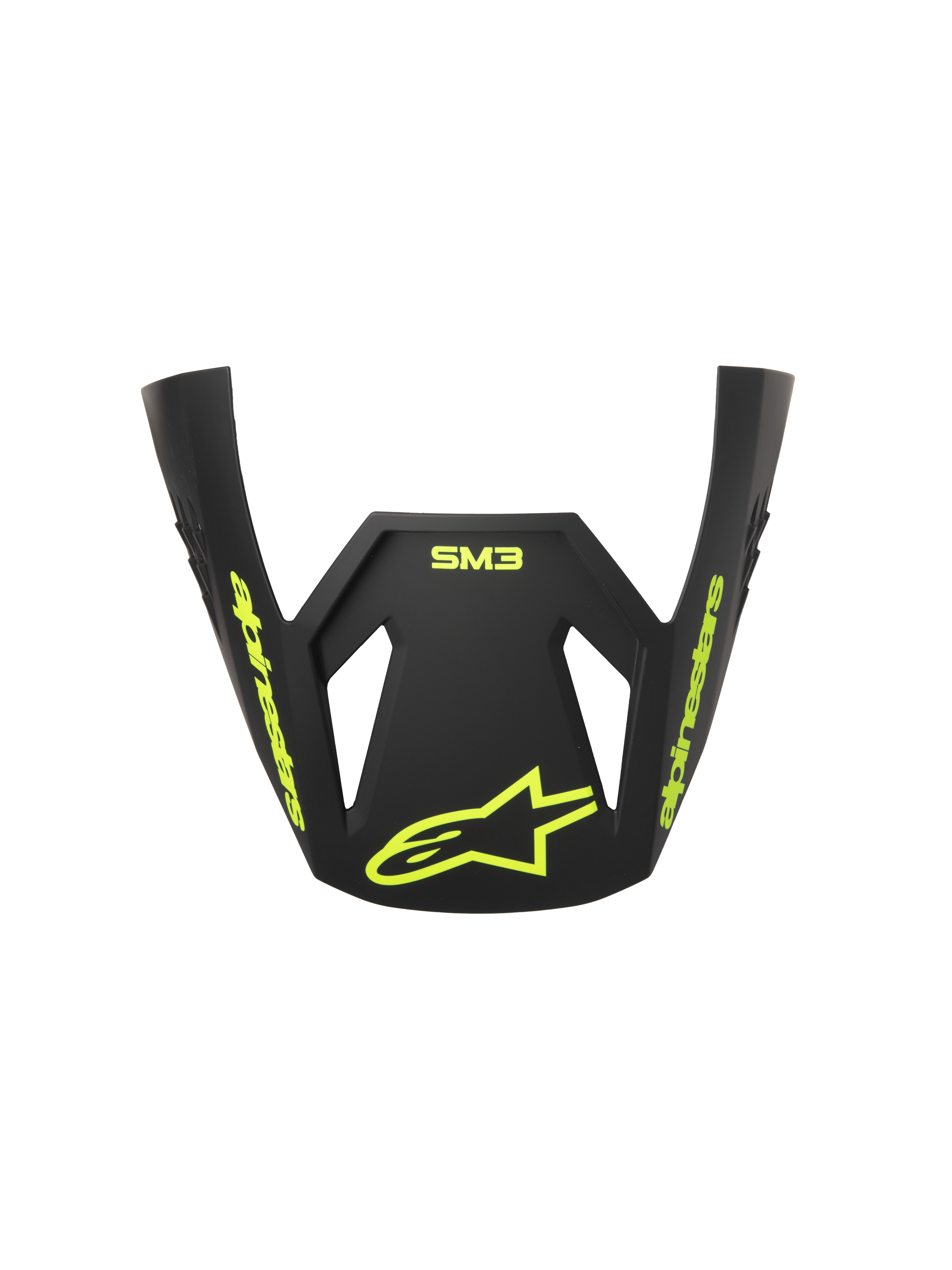 Alpinestars S-M3 Radium ECE06 visir, ersättningsskärm för motocrosshjälm, grå, svart och fluorescerande gul matt, med fluorescerande gul Alpinestars-märkning och stjärnlogotyp, matt finish, aerodynamisk design för terrängkörning