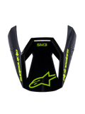 Alpinestars S-M3 Youth Radium Visor, ersättningsvisir för motocrosshjälm, svart gul fluo glansig, med gul Alpinestars-text och stjärnlogotyp på framsidan, aerodynamisk design för terränghjälmar för ungdomar