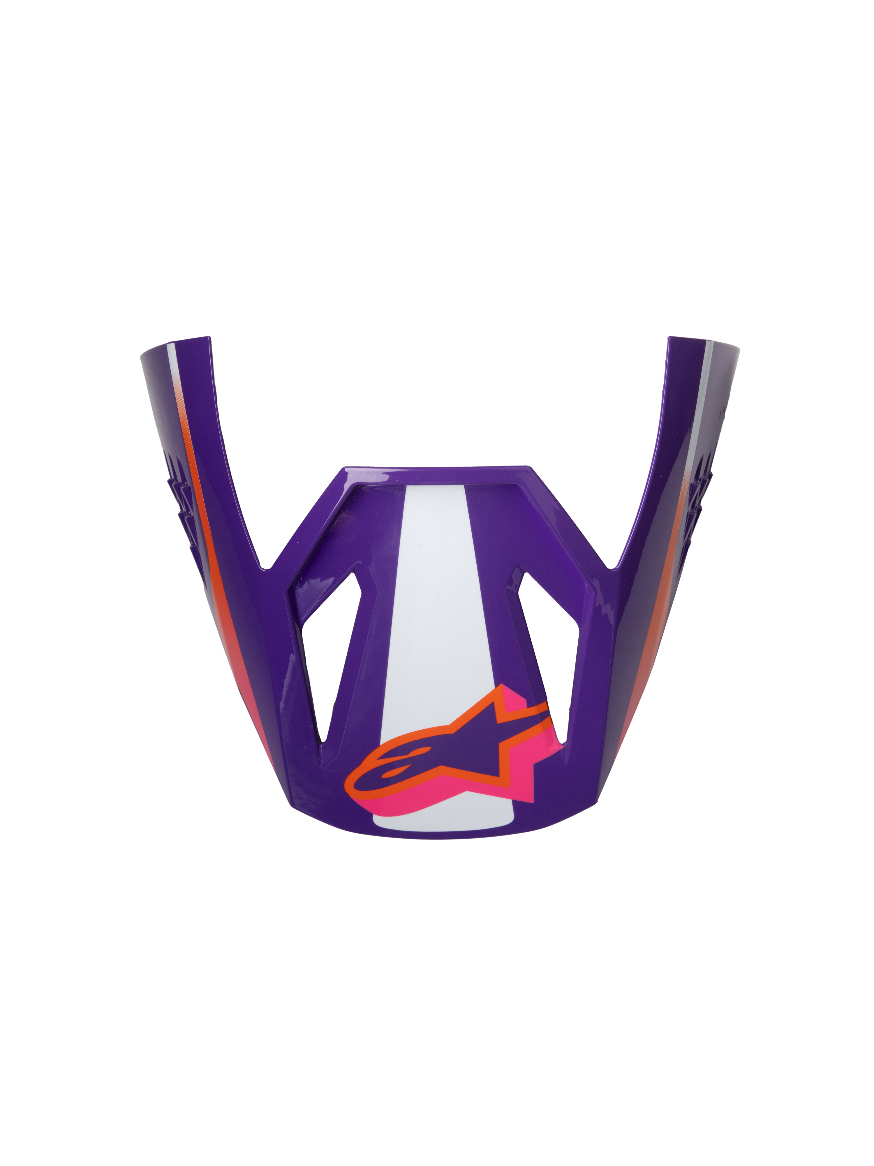 Alpinestars S-M3 Heat ECE06 hjälmvisir, motorcykelvisir för racing, lila vit rosa, blank finish, orange detaljer med stjärnlogotyp, vinklad design med sportiga utskärningar