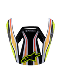 Alpinestars S-M3 Youth Wurx Visor, hjälmvisir för motocross, svart med gula, orange och röda ränder, gul Alpinestars-logotyp, blank aerodynamisk design, ersättningsvisir för terrängkörning för ungdomar