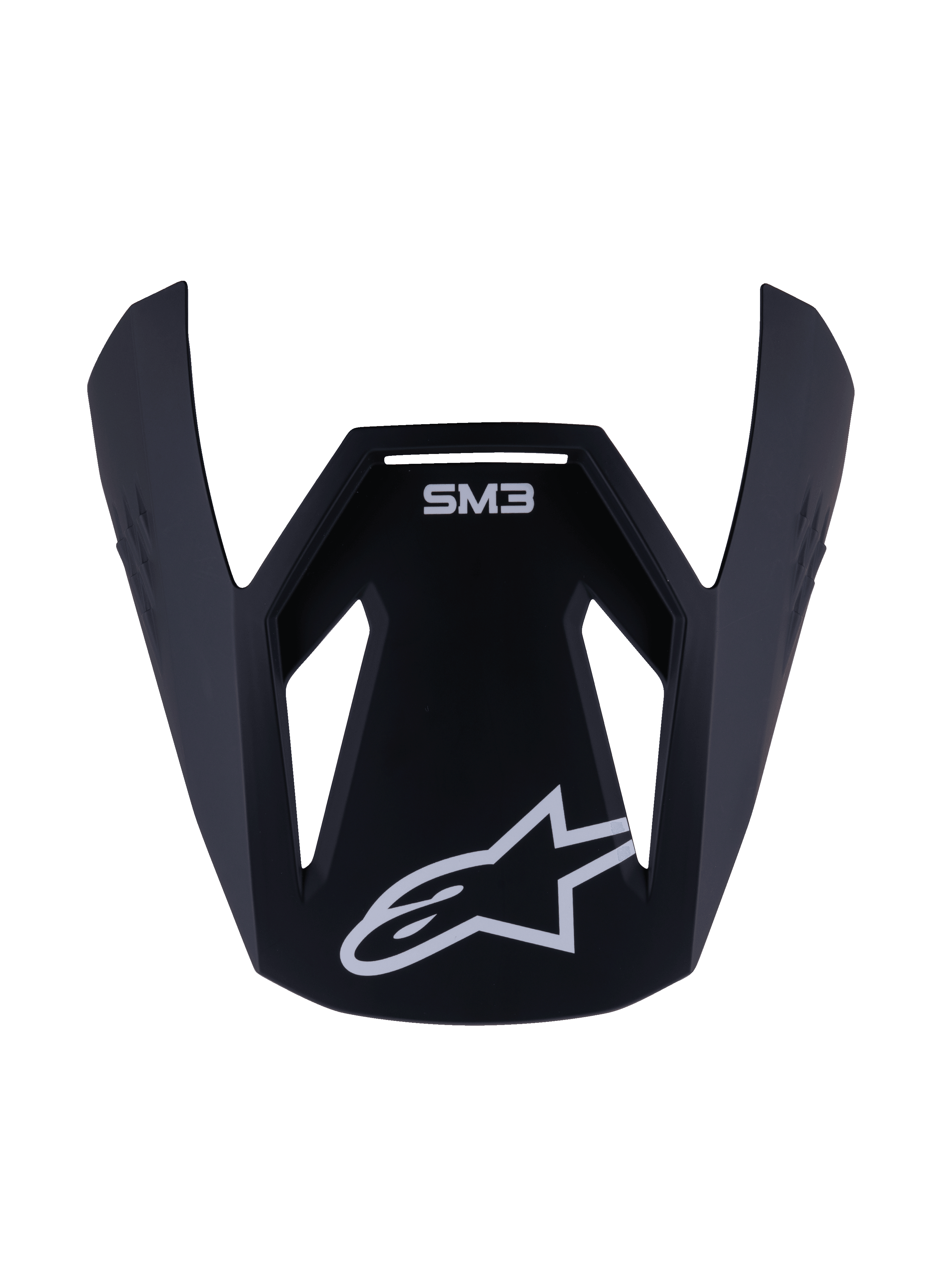 Alpinestars S-M3 Youth Solid Visir, ersättningsskärm för motocrosshjälm för ungdom, matt svart finish med vit SM3-märkning och stjärnlogotyp, hållbart plasttillbehör för terrängkörning