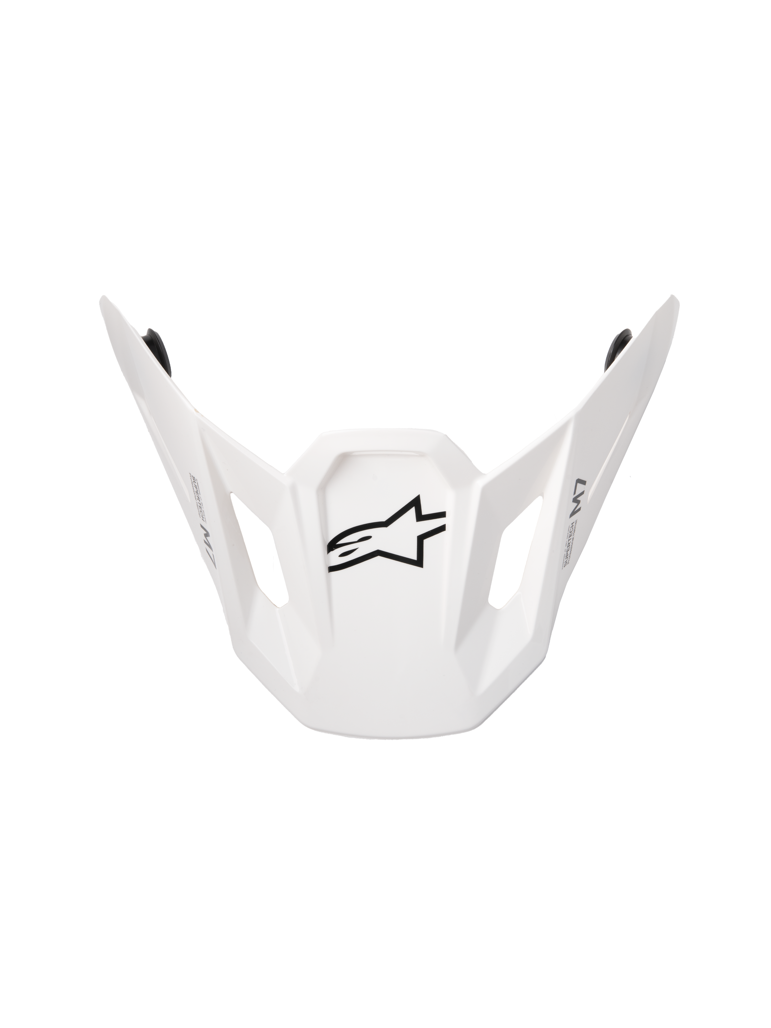 Alpinestars S-M7 Solid ECE06 visir, ersättningsskärm för motocrosshjälm, vit blank finish, svart stjärnlogotyp, kantig aerodynamisk design med rektangulära ventilationsöppningar, kompatibel med S-M7-hjälmar
