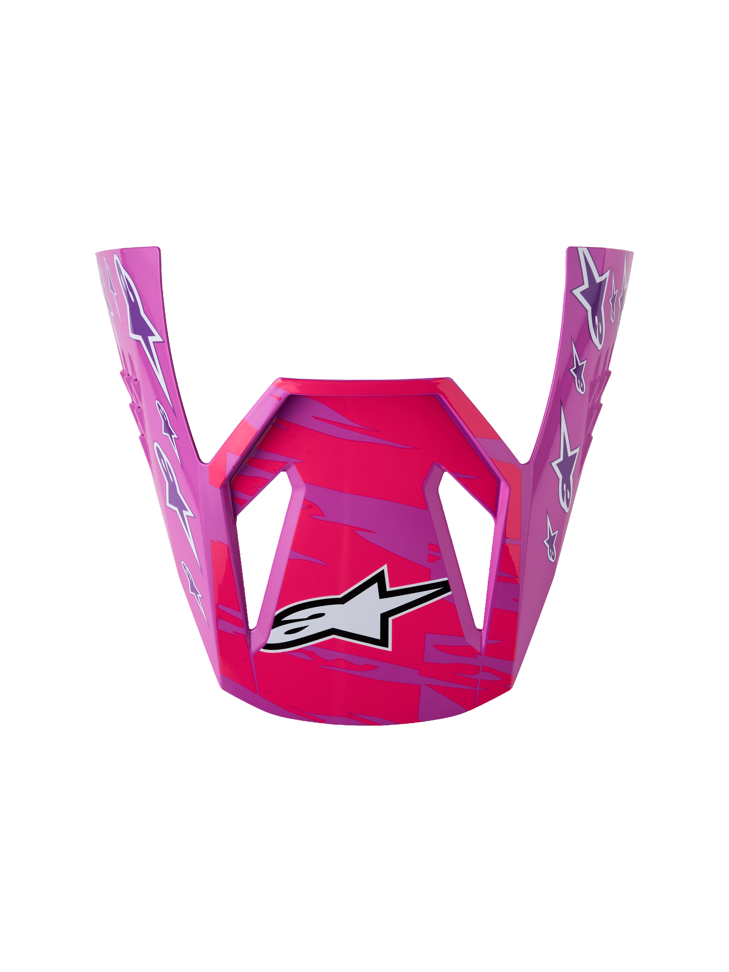 Alpinestars SM3 ungdom Falcon visir, glansigt reservvisir för motocrosshjälm, lila och rosa fluo plast med Astars-logotyper.