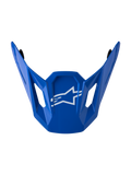 Alpinestars S-M7 Core Visor, glossy blue motocross helmet replacement part with a white star logo graphic.