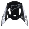 Alpinestars Supertech M10 Carbon Meta2-visir, tillbehör till motocrosshjälm, glansigt svart och grått, med en grå A-star-logotyp på framsidan, aerodynamisk design med ventilationsöppningar för terrängkörning