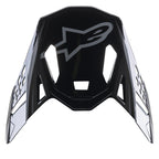 Alpinestars Supertech M10 Carbon Meta2-visir, tillbehör till motocrosshjälm, glansigt svart och grått, med en grå A-star-logotyp på framsidan, aerodynamisk design med ventilationsöppningar för terrängkörning