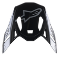 Alpinestars Supertech M10 Carbon Meta2-visir, svart och grå glansig utbytesskärm, med en grå Alpinestars-logotyp och aerodynamiska ventilationsöppningar, tillbehör för motocrosshjälm