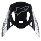 Alpinestars Supertech M10 Carbon Meta2-visir, svart och grå glansig utbytesskärm, med en grå Alpinestars-logotyp och aerodynamiska ventilationsöppningar, tillbehör för motocrosshjälm