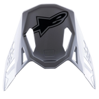 Alpinestars S-M8 Factory-visir, ersättningsskärm för motocrosshjälm, vit med svart Alpinestars-logotyp, glansig finish, aerodynamisk design med ventilationsöppningar