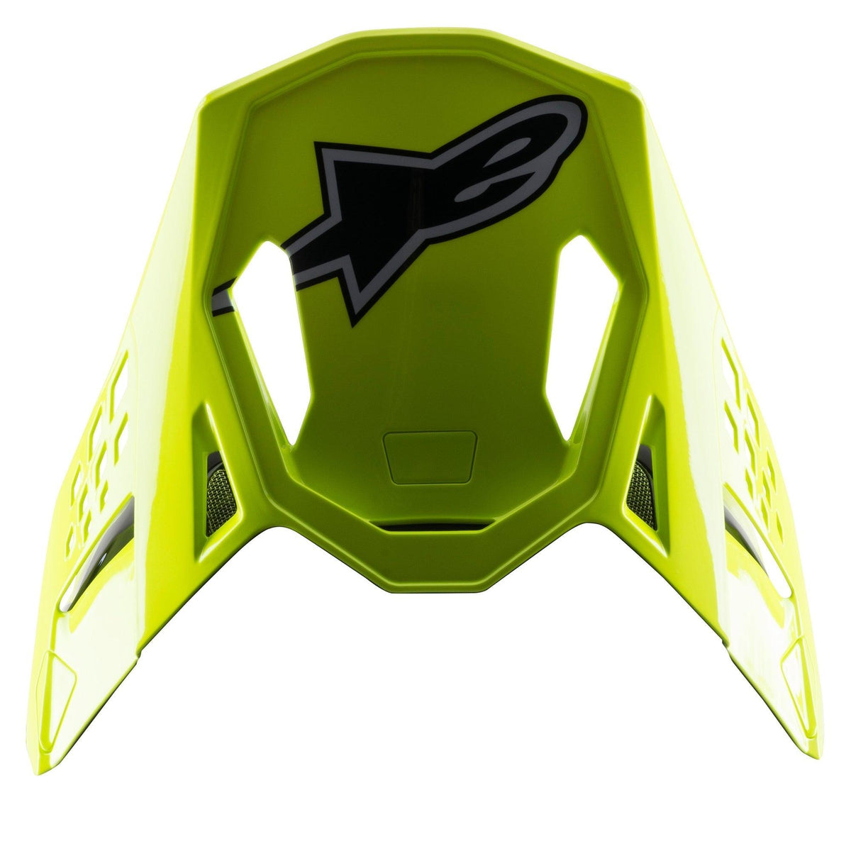 Alpinestars S-M8 Factory-visir, ersättningsvisir för motocrosshjälm, klargul fluo-blank, med svart Alpinestars-logotyp och aerodynamiska utskärningar, kompatibel med Supertech M8-hjälmar