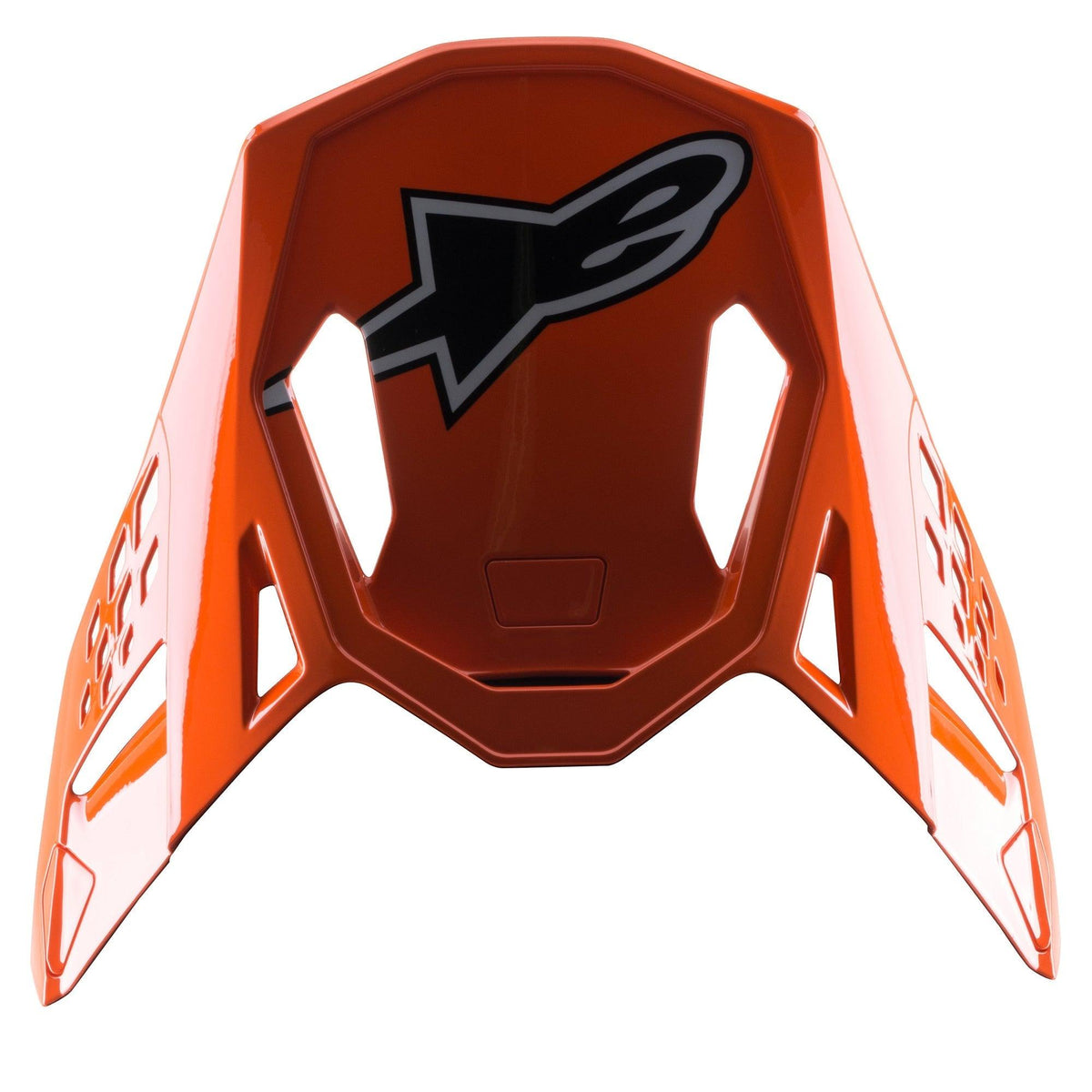 Alpinestars S-M8 Factory-visir, ersättningsvisir för motocrosshjälm, glansig orange med svart och grå Astar-logotyp, hjälmtillbehör med snäppfäste för terrängkörning
