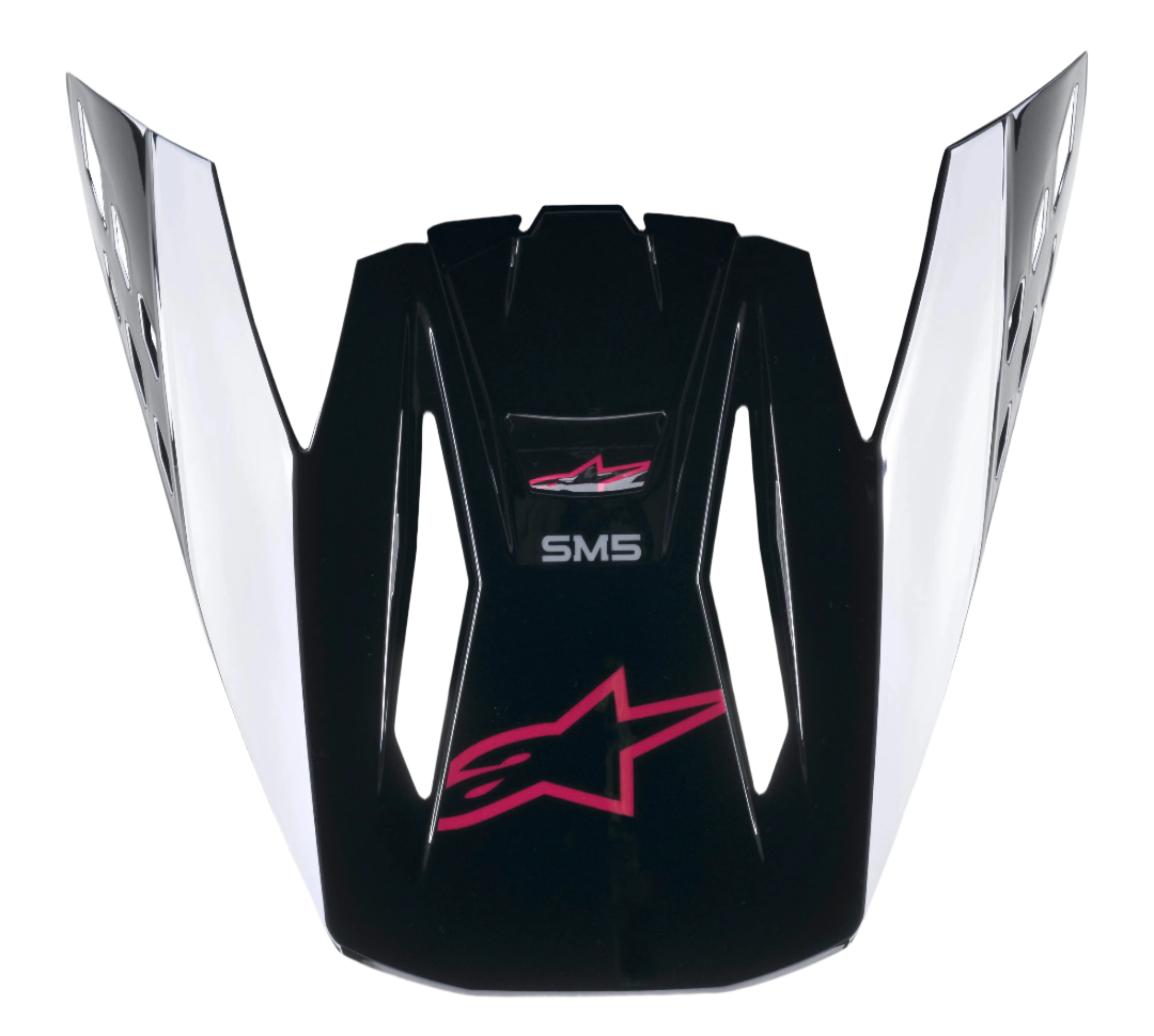 Alpinestars S-M5 Compass-skärm, motocrosshjälmsskärm, svart Diva Pink blank, med rosa Astars-logotyp och vita sidoaccenter, ersättningsskärm för Supertech M5-hjälmar för terrängkörning