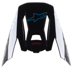 Alpinestars S-M5 Bond hjälmvisir, reservskärm för motocrosshjälmar, svart cyan blank med vit Astars-branding på sidorna, vy ovanifrån med blå stjärnlogotyp och röd SM5-text