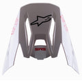Alpinestars S-M5 Bond White Red Glossy-visir, ersättningsvisir för motocrosshjälm, glansig vit med röd ASTARS- och SM5-märkning, svart stjärnlogotyp, aerodynamisk design för terrängkörning
