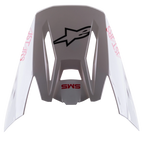 Alpinestars S-M5 Bond White Red Glossy visir, ersättningsskärm för motocrosshjälm, glansig vit finish med röd 'SM5'- och 'ASTARS'-logotyp, central svart stjärnlogotyp, tillbehör med snabbfäste för offroad-racingutrustning