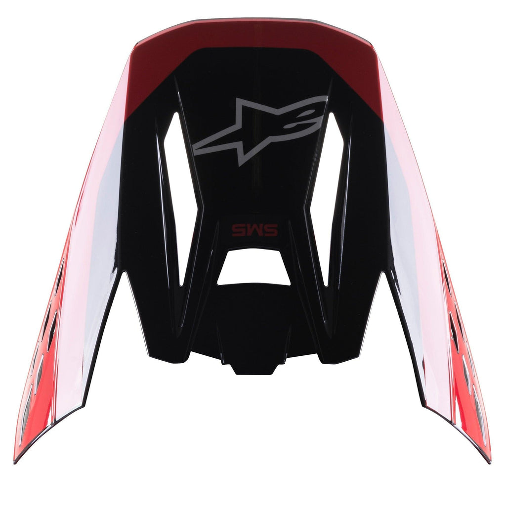 Alpinestars S-M5 Beam visir, motocross-hjälmtillbehör, glansig svart och röd, med grå stjärnlogotyp och röd SM5-logotyp, ersättningsvisir för terrängkörningsutrustning