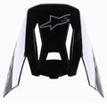 Alpinestars S-M5 Rover visir, ersättningsvisir för motocrosshjälm, svart antracit-kamouflage med glansig finish, grå Alpinestars-logotyp, kantig design med kamouflagedetaljer på sidorna, reservdelstillbehör för terränghjälmar.