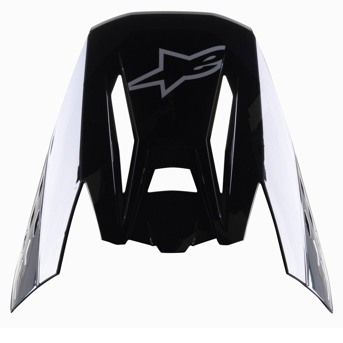 Alpinestars S-M5 Rover visir, ersättningsvisir för motocrosshjälm, svart antracit-kamouflage med glansig finish, grå Alpinestars-logotyp, kantig design med kamouflagedetaljer på sidorna, reservdelstillbehör för terränghjälmar.
