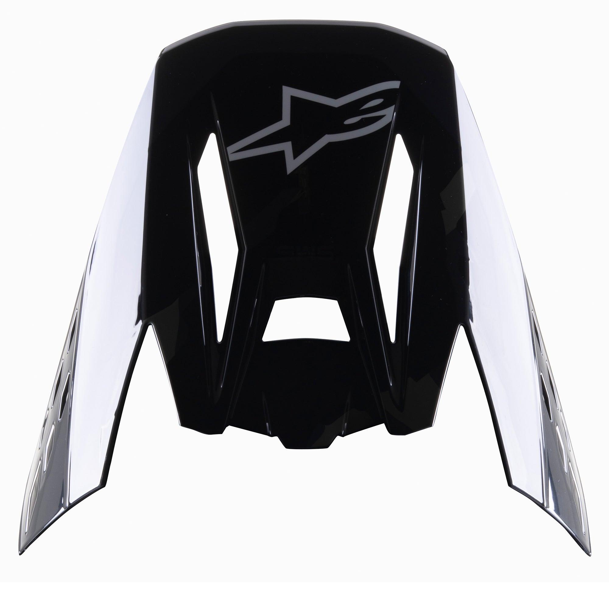 Alpinestars S-M5 Rover visir, ersättningsvisir för motocrosshjälm, svart antracit-kamouflage med glansig finish, grå Alpinestars-logotyp, kantig design med kamouflagedetaljer på sidorna, reservdelstillbehör för terränghjälmar.