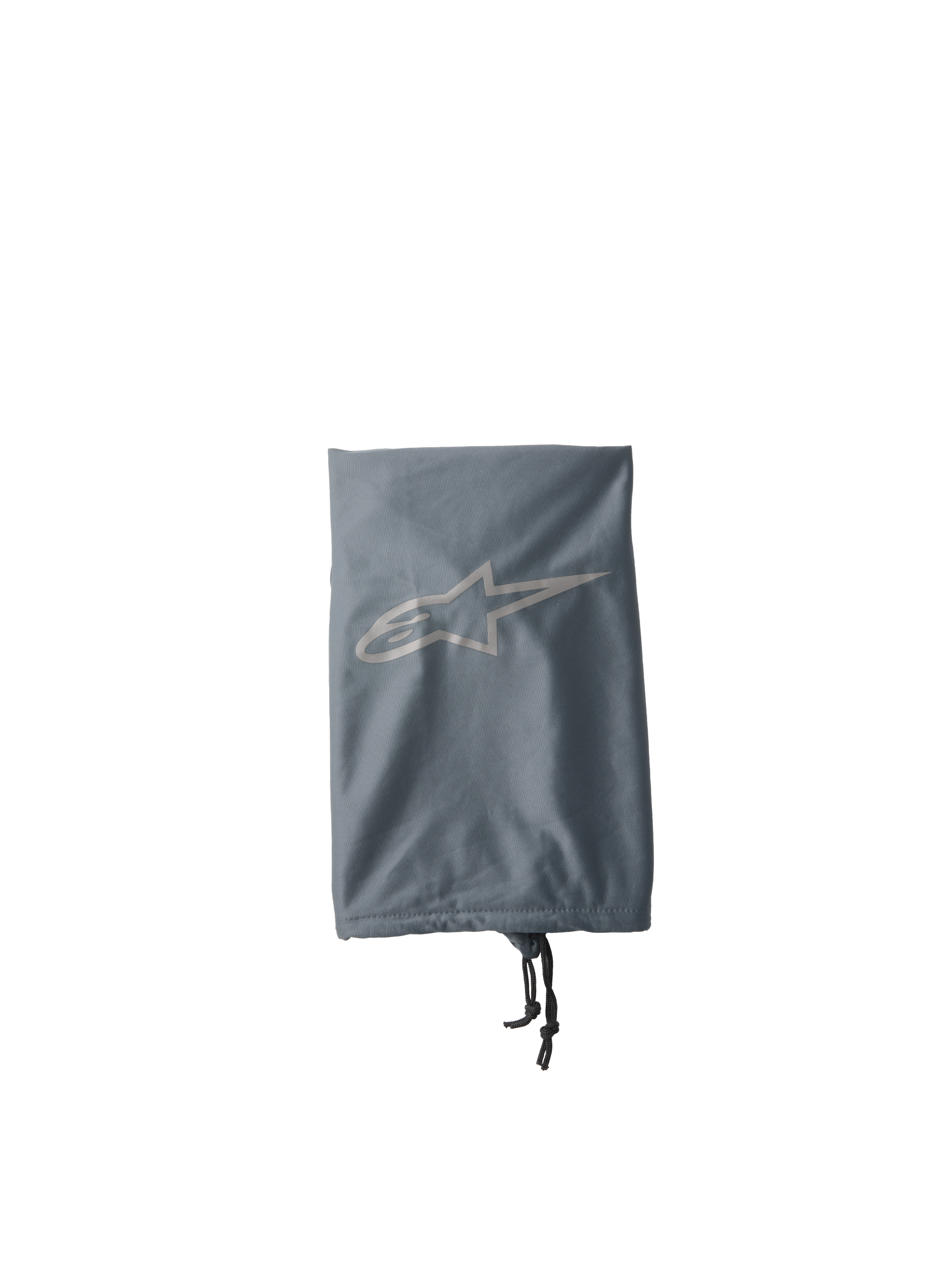Alpinestars S-M7 Soft Bag, grå förvaringspåse för motocrosshjälm, med en ljusgrå Alpinestars-stjärnlogotyp, dragskostängning med svarta snören, lätt textilkonstruktion för skydd av off-road-utrustning