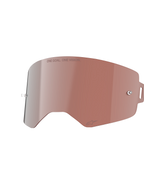 Alpinestars Supertech Mirror Lens, Goggle Replacement Lens, Mirror Silver with warm-colored tint, featuring 'ONE GOAL. ONE VISION.' text and tear-off posts, durable polycarbonate construction for motocross and off-road racing.