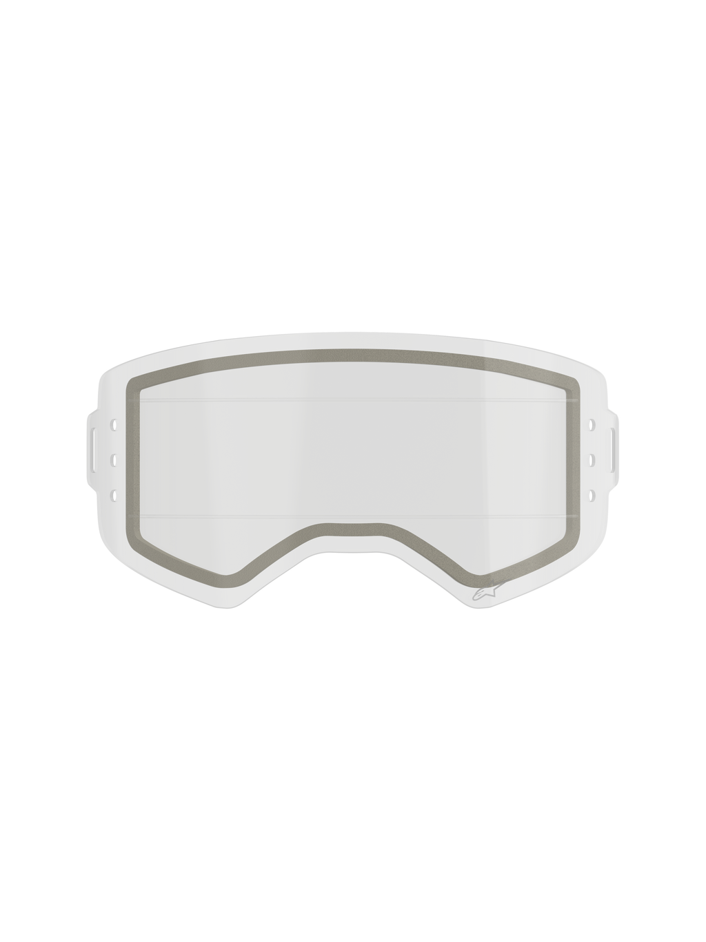 Alpinestars Supertech Dual Pane Roll Off Lens, ersättningslins för motocrossglasögon, klar, dubbellinskonstruktion med en synlig grå neoprenförsegling och sidouttag för roll-off-film, transparent slagtålig polykarbonat