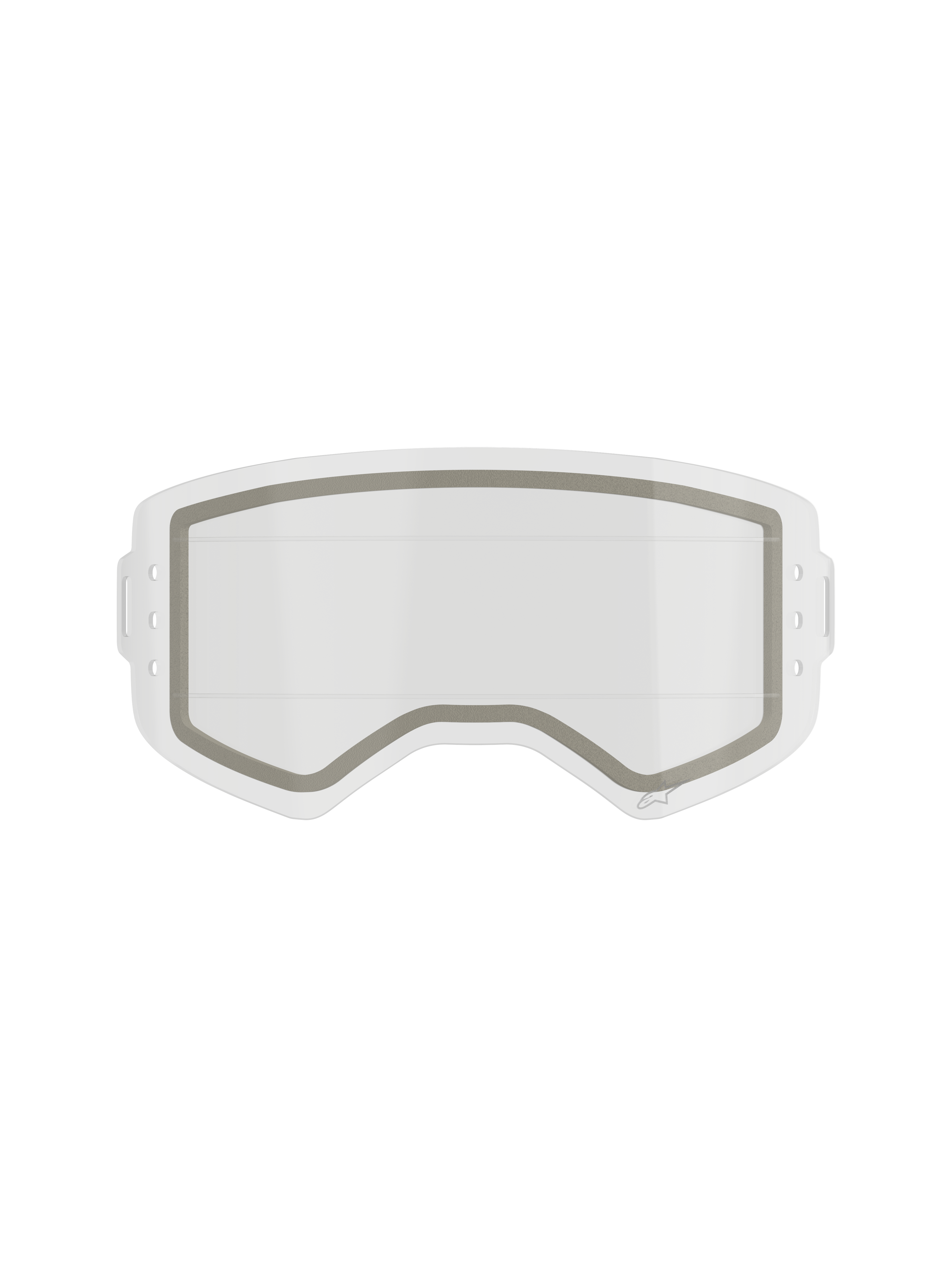 Alpinestars Supertech Dual Pane Roll Off Lens, ersättningslins för motocrossglasögon, klar, dubbellinskonstruktion med en synlig grå neoprenförsegling och sidouttag för roll-off-film, transparent slagtålig polykarbonat