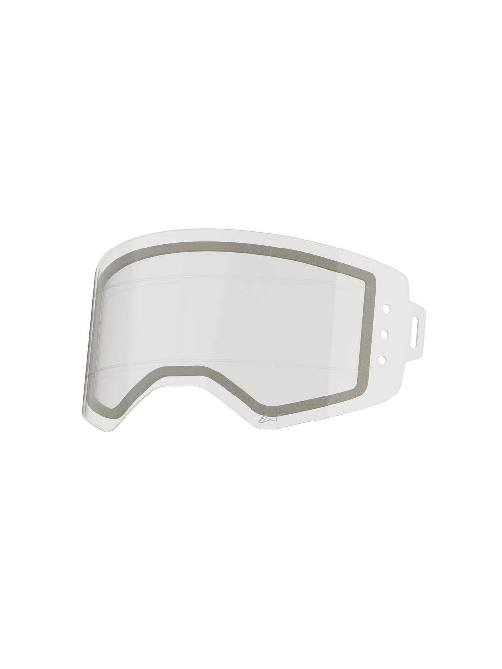 Alpinestars Supertech Dual Pane Roll Off-lins, klar reservlins för goggles, imskyddande dubbellinskonstruktion med grå neoprenförsegling och integrerade silikon-glidlinjer för smidig roll-off-prestanda, tillverkad av slagtålig polykarbonat