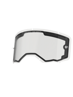 Alpinestars Vision 8-5-3 Lens Dual Pane, Clear goggle replacement lens, featuring dual-pane construction with foam-backed ventilation, integrated tear-off posts, and seven-keyhole locking system, "ONE GOAL. ONE VISION." printed on the top rim
