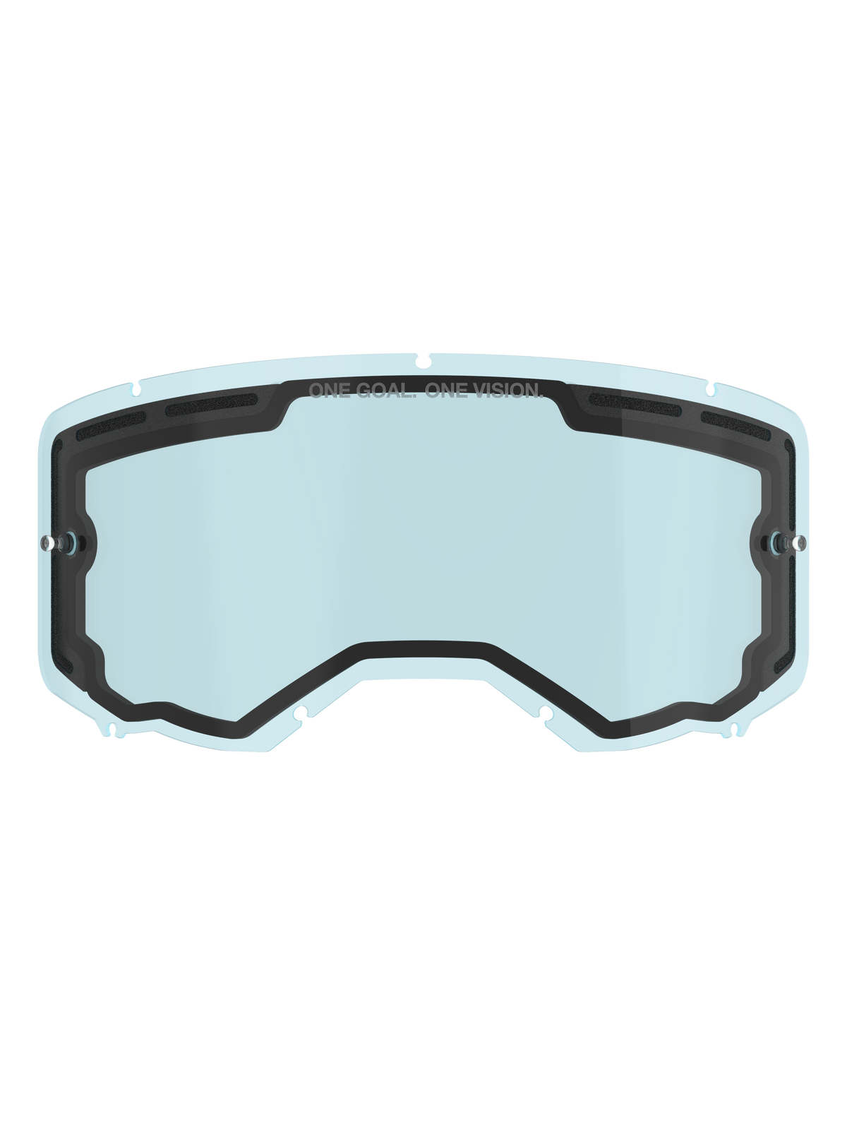 Alpinestars Vision 8-5-3 Dual Pane-lins, ljusblåtonad ersättningslins för glasögon, svart inre tätning med ”ONE GOAL. ONE VISION.”-märkning, tear-off-fästen på sidorna, böjd design med ventilation för motocross och terrängkörning