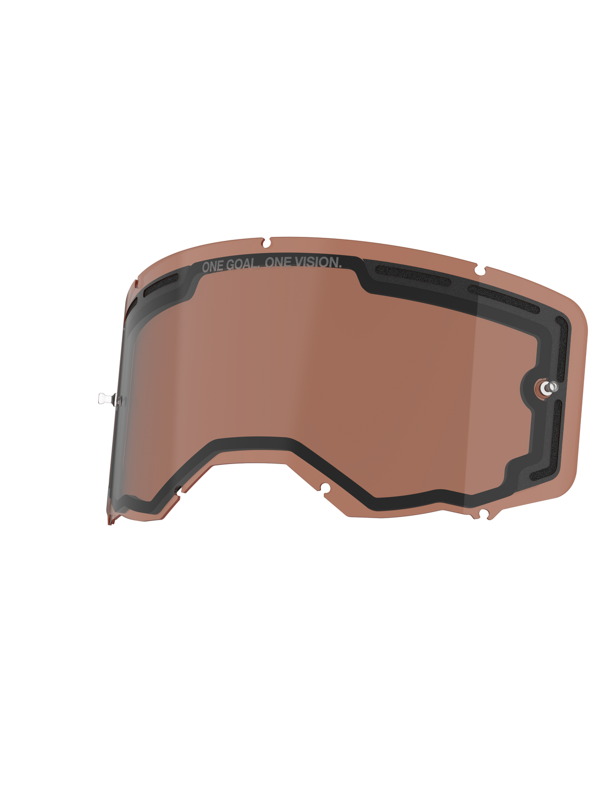 Alpinestars Vision 8-5-3 dubbelglaslins, reservlins för skyddsglasögon, Copper Rose, ventilerad dubbelglasdesign med svart tätning, 'ONE GOAL. ONE VISION.'-branding och integrerade tear-off-fästen, hållbar polykarbonat för terrängkörning