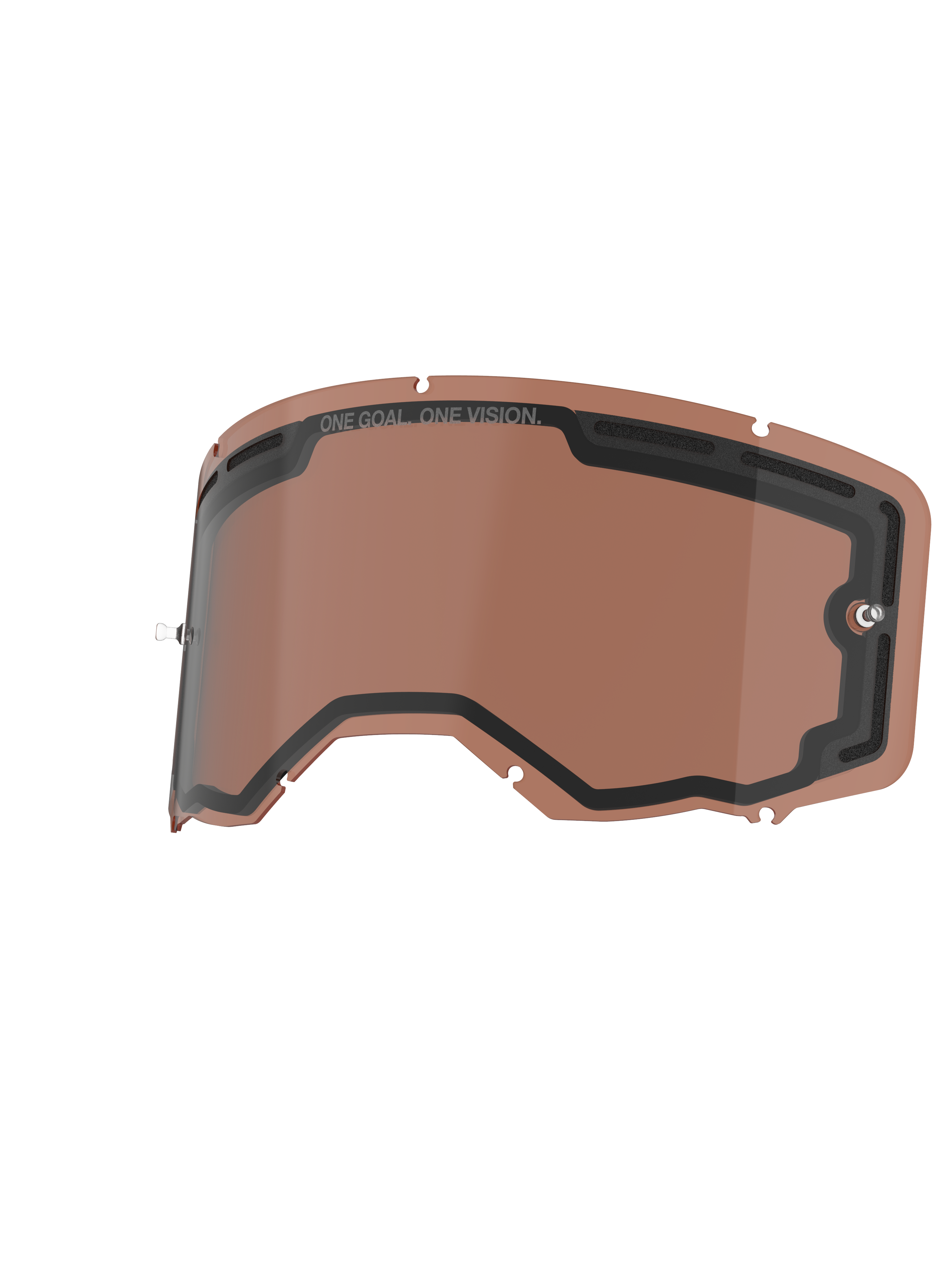 Alpinestars Vision 8-5-3 dubbelglaslins, reservlins för skyddsglasögon, Copper Rose, ventilerad dubbelglasdesign med svart tätning, 'ONE GOAL. ONE VISION.'-branding och integrerade tear-off-fästen, hållbar polykarbonat för terrängkörning