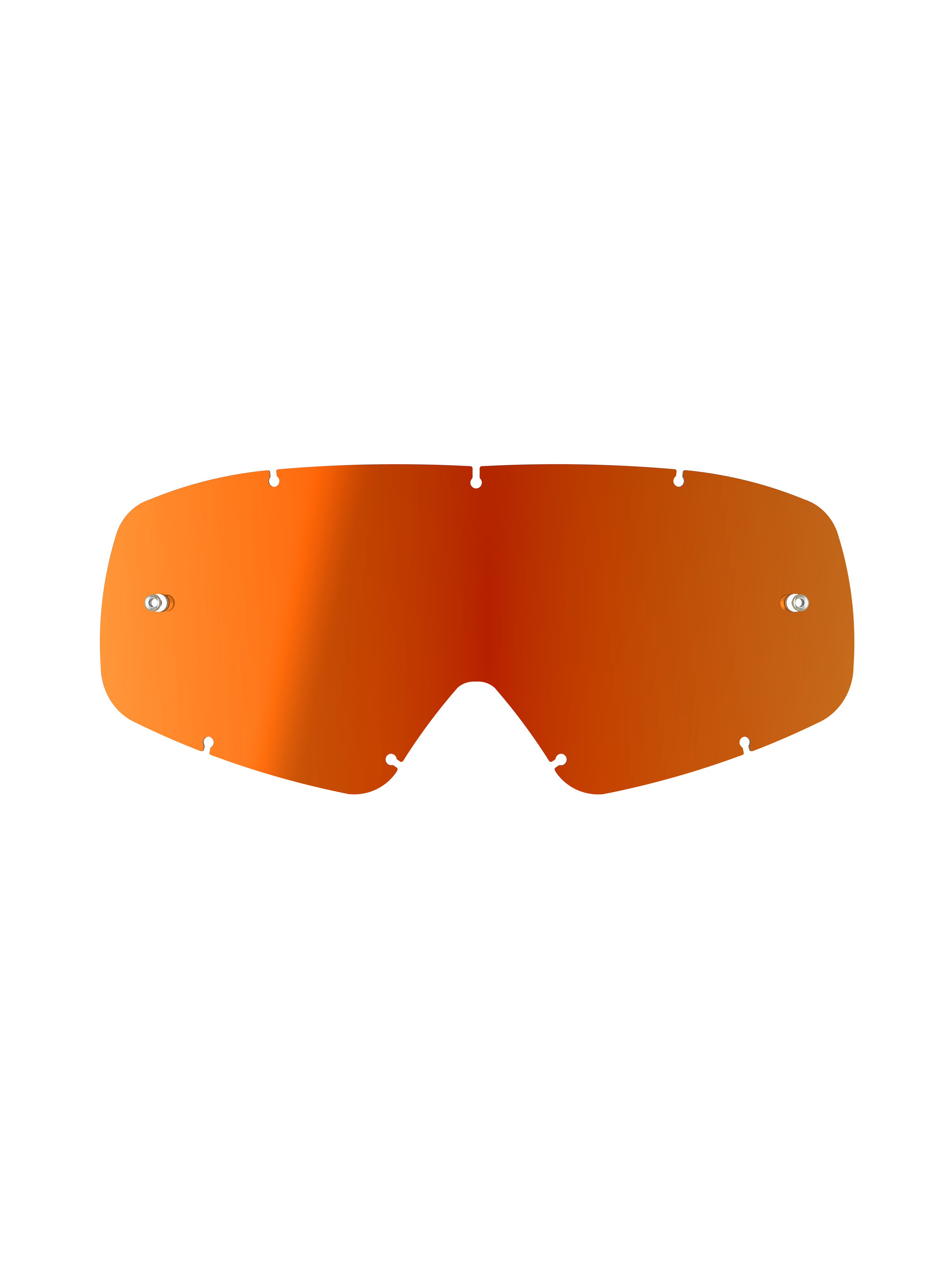Alpinestars Vision Youth Mirror Lens, Motocross Goggle Replacement Accessory, Mirror Red with reflective orange-to-red gradient, featuring integrated tear-off posts and side mounting notches, curved polycarbonate construction for youth off-road racing.