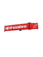 Alpinestars Supertech Goggles Strap, röd ersättningsrem för motocrossglasögon med vit Alpinestars-logotyp och text, svarta justeringsklips och vävt elastiskt tyg.