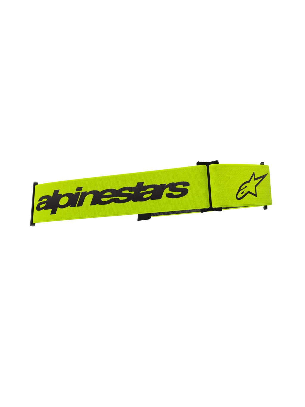 Alpinestars Supertech glasögonband, tillbehör för motocrossglasögon, fluorgul och svart, med svart Alpinestars-textlogotyp och stjärnlogotyp, ersättningsrem för terrängglasögon